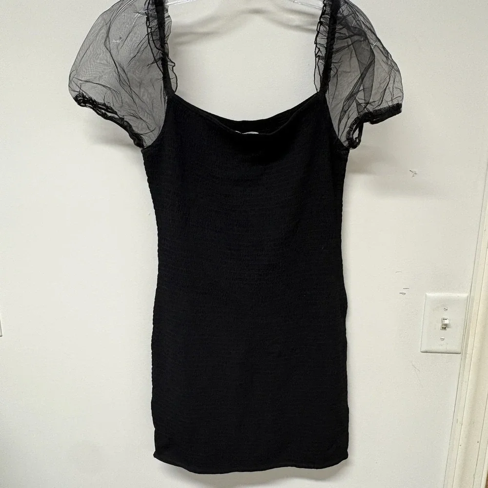 Better Be Black Knit Bodycon Puff Sleeve Romantic Goth Tuesday Adams Fairy Party